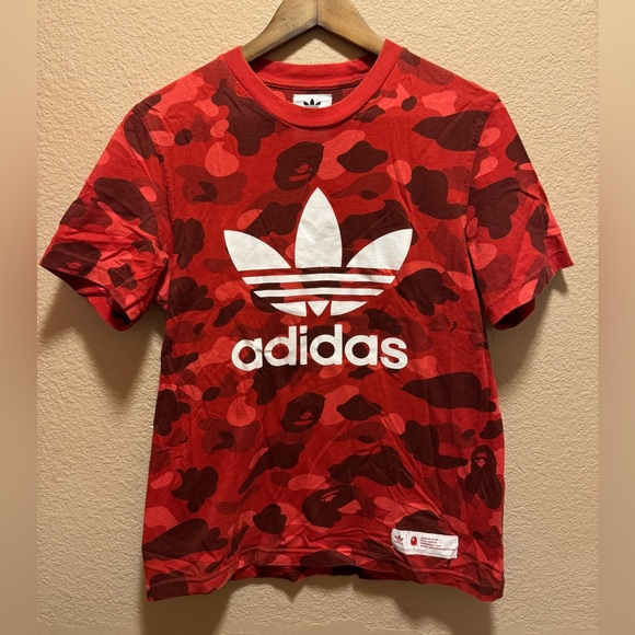 adidas Other - Adidas Bape Logo T Shirt Red White Size M